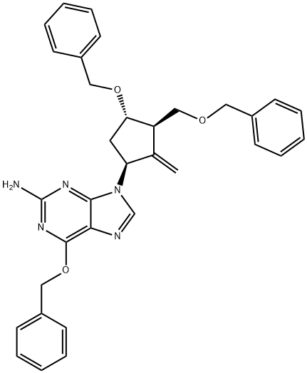 6-(бензилокси)-9-[(1S,3R,4S)-2-метилен-4-(фенилметокси)-3-[(фенилметокси)метил]циклопентил]-9H-пурин-2-амин